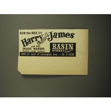 1960 Basin Street East Club Ad - Harry James and his Music Makers