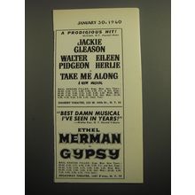 1960 Broadway Plays Advertisement - Take Me Along; Gypsy