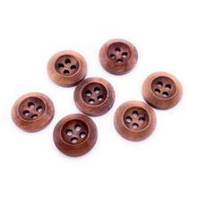 15mm Round Wooden Coffee Brown Buttons 4 Hole Knitting Baby Cardigan Sewing Diy