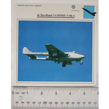de Havilland Vampire F.Mk6 - GB - Attack & Close Support - Collectors Club Card