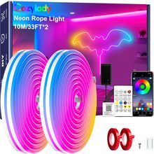 Cozylady 66Ft (33Ft * 2 Rolls) RGB LED Neon Rope Lights for Bedroom, 20M LED Str