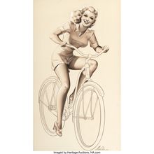 MERLIN ENABNIT (American, 1903-1979). Pin-Up Riding a Bike, circa 1935-45. P Pos