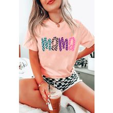 Pink Checkerboard mama Printed Crew Neck Tee