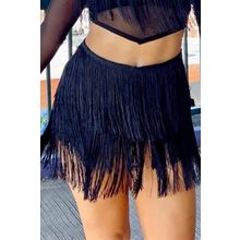 Black Tiered Fringe Trimmed Mini Skirt