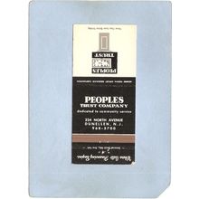 New Jersey Dunellen Matchcover Peoples Trust Co 324 North Ave~3370