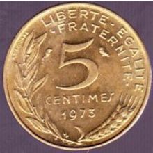 1973 France 5 Centimes Coin