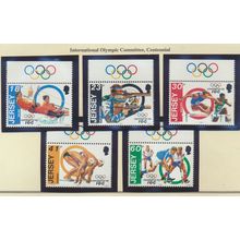 Jersey Stamps Scott #676 To 680, Mint Never Hinged, With Olympic Rings Tabs