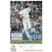Andrew Caddick Classic Somerset Club Cricket Hand Signed Card Photo Postcard