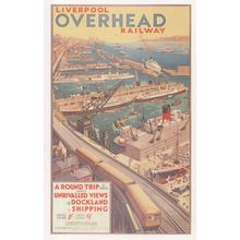 Liverpool Overhead Railway Old Dockland Shipping Poster Postcard