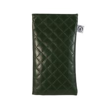 Faux Leather Snap Top Glasses Sunglasses Case Holder Pouch (Dark Green)