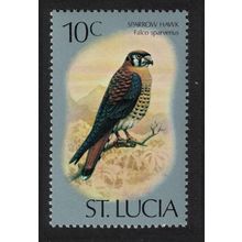 St. Lucia American kestrel Sparrow Hawk Bird 10c 1976 MNH SG#421