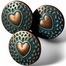 18mm Shank Buttons Round Antique Copper Love Heart Carved Knitting Cardigan