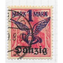 DANZIG 1920 AIR AIRMAIL PLANE 1M Mi 52 OVERPRINTED USED