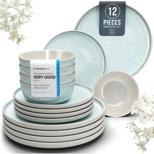 12 Piece Dinnerware Sets for 4 - Modern Style Stoneware Dinnerware Set - Scratch