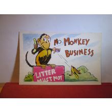 Monkey business humour unused vintage postcard by Pictorial Productions 181/8 =