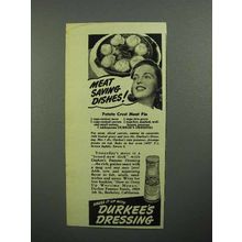 1943 Durkee's Dressing Ad - Potato Crust Meat Pie