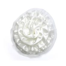 Brooch Satin Flower w/ Mesh Layer - White - BC-ABO25116W