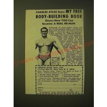 1966 Charles Atlas Book Ad - Charles Atlas says: My free body-building book