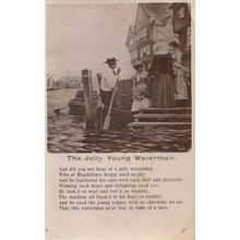 Thr Jolly Young Waterman on Blackfriars Bridge Antique Songcard Postcard