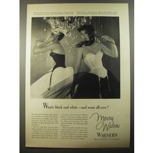 1954 Warner's Merry Widow Cinch-bra Ad - What's black and white - and worn all