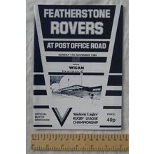 1985 programme Featherstone Rovers v. Wigan