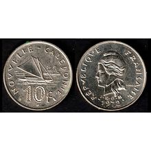 New Caledonia 10f 1972 Piogue and Marianne Used Coin