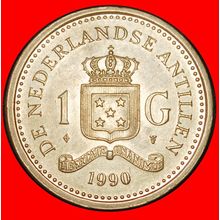 Ⰶ BEATRIX (1980-2013): NETHERLANDS ANTILLES ★ 1 GULDEN 1990★LOW START★NO RESERVE