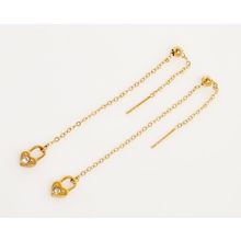 LIU JO MILANO Luxury Gold Tone Padlock Drop Earrings NEW