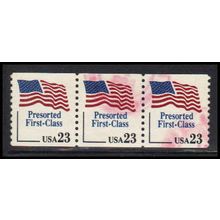 Used 2605 23c U.S. Flag Very FineStrip of 3 PA3186