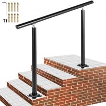 Outdoor Stair Railing Kit, 4 FT Handrails 1-4 Steps, Adjustable Angle Black ...
