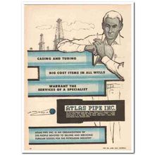 ATLAS PIPE INC 1959 casing tubing wells services specialist vintage ad