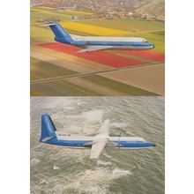NLM City Hopper Plane Fokker F-27 F-28 2x Advertising Postcard