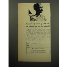 1957 The New York City Mission Society Ad - You can't help a child up a hill