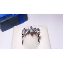 Estate 2.0ctw Natural Princess angled Aquamarine & Wht Topaz 10Kt W/G Ring#21045