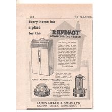 RAYDYOT OIL HEATER by JAMES NEALE LTD of BIRMINGHAM : Original 1956 Advert
