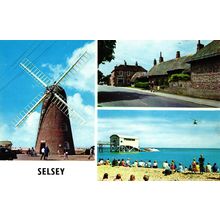 Postcard Selsey, West Sussex multiview. Life Boat Station, Medmerry Hall