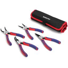 WORKPRO 4-Piece Snap Ring Pliers Set - Heavy Duty 7-Inch Internal/External Circl