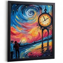 Impressionist Landscape Wall Art Print Artwork For Lounge Abstract Clock Art Pos