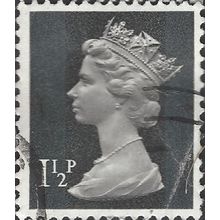 GB, Queen Elizabeth Machin, charcoal grey 1971, 1½p, #2