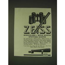 1935 Zeiss Bincoculars, Rifle Scopes and Spotting Scopes Ad