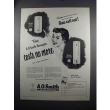 1951 A.O. Smith Water Heater Ad - Costs No More
