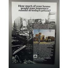 1976 State Farm Insurance Ad - Rebuild At Todays Prices
