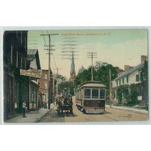 New York Middletown East Main St Paved Road w/Trolley Car and Track Horse ~279