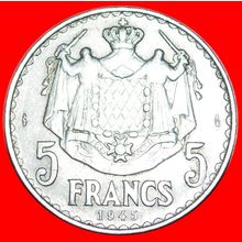 FRANCE: MONACO ★ 5 FRANCS 1945 UNCOMMON! LOW START★NO RESERVE!