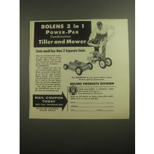 1956 Bolens Power-Pak Combination Tiller Mower Ad - Bolens 2 in 1 Power-Pak