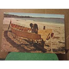 BOAT BUILDING, SIERRA LEONE unused postcard =