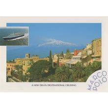Marco Polo Cruise Ship Liner in Sicily Italy Orient Lines Postcard