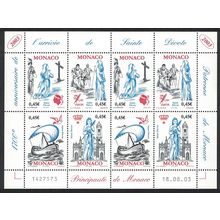 Monaco St Devote Birds Ships Saints Sheetlet of 8v 2003 MNH SG#2617-2620
