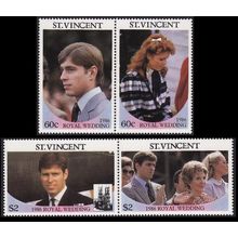 St. Vincent Royal Wedding Prince Andrew 4v Pairs 1986 MNH SG#1009-1012