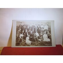 UNKNOWN EDWARDIAN CHURCH OUTING?, large group. antique photograph postcard =